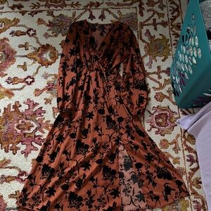 SHEIN Black Floral Long Sleeve Dress